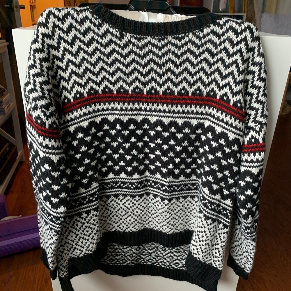 Printed cowl-neck sweater